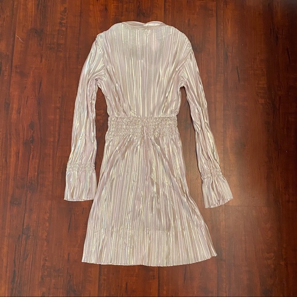 TFNC London Lace & Beads Pink Zendaya Metallic Pleated Mini Dress - Picture 5 of 7